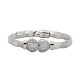 Twisted Silver Cubic Zirconia Stone Bangle Bracelet