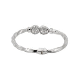 Twisted Silver Cubic Zirconia Stone Bangle Bracelet