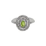Cubic Zirconia Peridot Stone Ring, Earring And Pendant