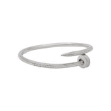 Twisted Nail CZ Stone 925 Silver Bangle Bracelet