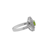 Cubic Zirconia Peridot Stone Ring, Earring And Pendant