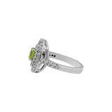 Cubic Zirconia Peridot Stone Ring, Earring And Pendant