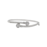 Solid 925 Silver Cubic Zirconia Stone Bangle Bracelet