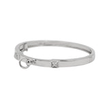 Cubic Zirconia Stone Sterling Silver Bangle Bracelet
