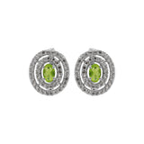 Cubic Zirconia Peridot Stone Ring, Earring And Pendant