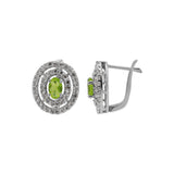 Cubic Zirconia Peridot Stone Ring, Earring And Pendant