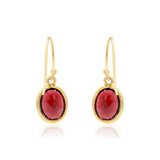 Oval Shaped Natural Garnet Gemstone 925 Sterling Silver Gold Plated Drop Earring