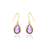 Natural Amethyst Pear Shaped Gemstone 925 Sterling Silver Drop Earring