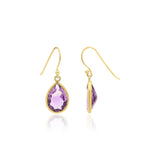 Natural Amethyst Pear Shaped Gemstone 925 Sterling Silver Drop Earring