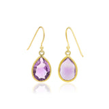 Natural Amethyst Pear Shaped Gemstone 925 Sterling Silver Drop Earring