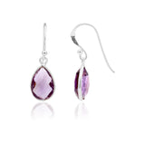 925 Sterling Silver Natural Amethyst Gemstone Drop Earring