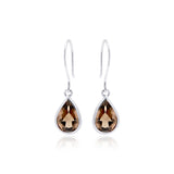 Pear Shaped Solid 925 Sterling Silver Smoky Topaz Gemstone Drop Earring