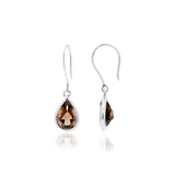 Pear Shaped Solid 925 Sterling Silver Smoky Topaz Gemstone Drop Earring