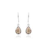 Pear Shaped Solid 925 Sterling Silver Smoky Topaz Gemstone Drop Earring