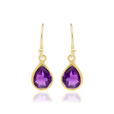 925 Sterling Silver Natural Gold Plated Amethyst Gemstone Earring