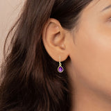 925 Sterling Silver Natural Gold Plated Amethyst Gemstone Earring