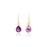 925 Sterling Silver Natural Gold Plated Amethyst Gemstone Earring