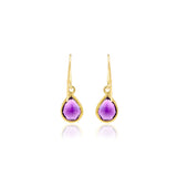 925 Sterling Silver Natural Gold Plated Amethyst Gemstone Earring
