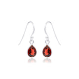 925 Sterling Silver Beautiful Pear Shaped Natural Garnet Gemstone Drop Earring