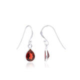 925 Sterling Silver Beautiful Pear Shaped Natural Garnet Gemstone Drop Earring