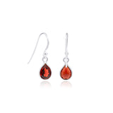 925 Sterling Silver Beautiful Pear Shaped Natural Garnet Gemstone Drop Earring
