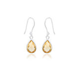 Pear Shaped 925 Sterling Silver Natural Yellow Citrine Gemstone Earring