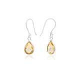 Pear Shaped 925 Sterling Silver Natural Yellow Citrine Gemstone Earring