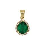 Yellow Gold Plated Pear Emerald Earring And Pendant Set
