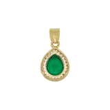 Yellow Gold Plated Pear Emerald Earring And Pendant Set