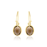 925 Sterling Silver Oval Shaped Natural Smoky Topaz Gemstone Dangle Earring