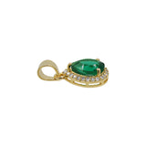 Yellow Gold Plated Pear Emerald Earring And Pendant Set