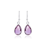 Pear Shaped 925 Sterling Silver Natural Amethyst Gemstone Earring