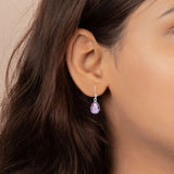 Pear Shaped 925 Sterling Silver Natural Amethyst Gemstone Earring