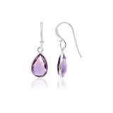 Pear Shaped 925 Sterling Silver Natural Amethyst Gemstone Earring