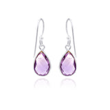 Pear Shaped 925 Sterling Silver Natural Amethyst Gemstone Earring
