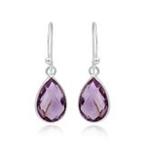 925 Sterling Silver Natural Purple Amethyst Gemstone Earring