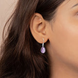 925 Sterling Silver Natural Pear Cut Amethyst Gemstone Drop Earring