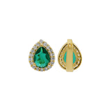 Yellow Gold Plated Pear Emerald Earring And Pendant Set