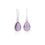 925 Sterling Silver Natural Pear Cut Amethyst Gemstone Drop Earring