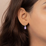 Natural Amethyst Pear Shaped Gemstone 925 Sterling Silver Earring Pair