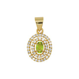 Gold Plated Cubic Zirconia Peridot Ring, Earring And Pendant