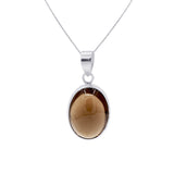Natural Oval Cut Smoky Topaz Gemstone Bezel Set Pendant Healing Stone Jewelry