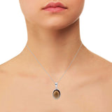 Natural Oval Cut Smoky Topaz Gemstone Bezel Set Pendant Healing Stone Jewelry