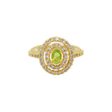 Gold Plated Cubic Zirconia Peridot Ring, Earring And Pendant