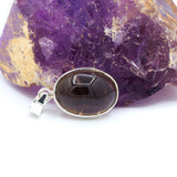 Natural Oval Cut Smoky Topaz Gemstone Bezel Set Pendant Healing Stone Jewelry