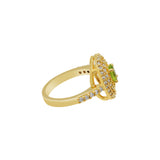 Gold Plated Cubic Zirconia Peridot Ring, Earring And Pendant