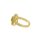 Gold Plated Cubic Zirconia Peridot Ring, Earring And Pendant