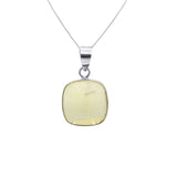 Natural Cushion Shaped Lemon Quartz Gemstone Pendant For Womens