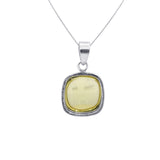 Natural Cushion Shaped Lemon Quartz Gemstone Pendant For Womens