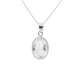 Bezel Set Natural White Topaz Oval Shaped Gemstone Pendant Jewelry For Her
